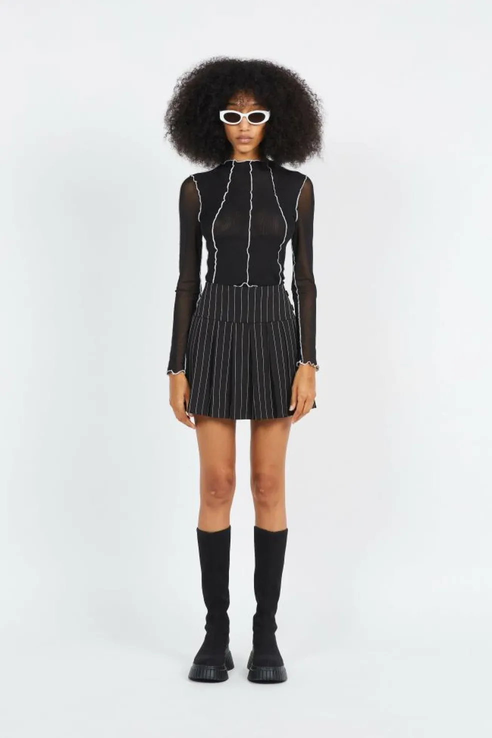 NMWEDNESDAY NW PLEATED SKIRT WVN LAB - Jupe | Noir