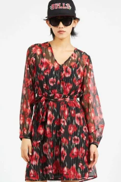 ONLMARISE LUREX L/S V-NECK DRESS CS PTM - robe | Rouge