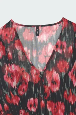 ONLMARISE LUREX L/S V-NECK DRESS CS PTM - robe | Rouge