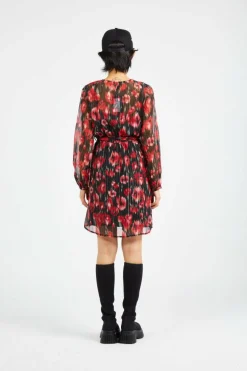 ONLMARISE LUREX L/S V-NECK DRESS CS PTM - robe | Rouge