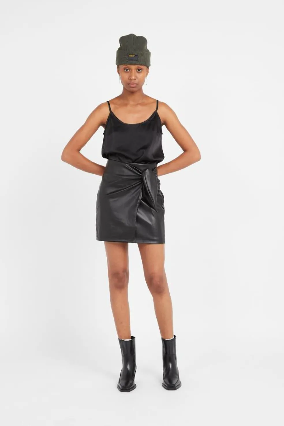 ONLMIA FAUX LEATHER KNOT SKIRT OTW - Jupe | Noir
