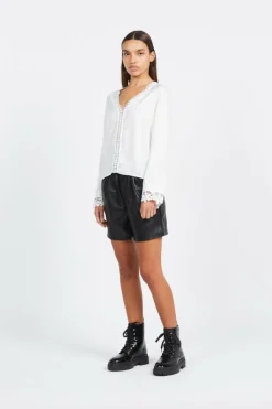 ONLMOLLY LS V-NECK LACE TOP WVN CS - Top | Beige