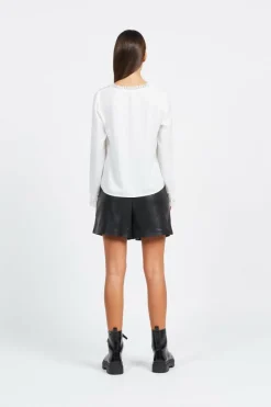 ONLMOLLY LS V-NECK LACE TOP WVN CS - Top | Beige