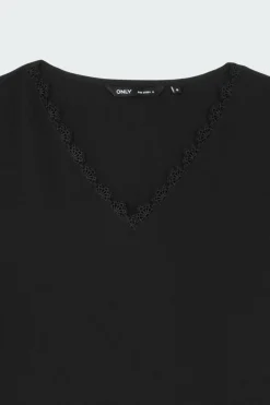 ONLNOVA FR VERSA V-NECK L/S LACE TOP PTM - Top | Noir