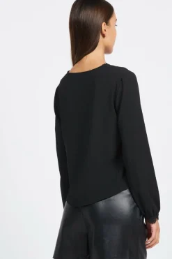 ONLNOVA FR VERSA V-NECK L/S LACE TOP PTM - Top | Noir