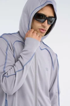 OVERLOCK MESH - Hoodie zippé | Gris