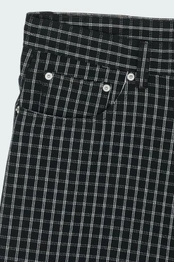 PLAID BAGGY DENIM SHORT - Short | Noir