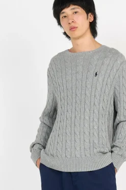 Pull droit col rond en coton | Gris