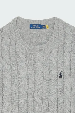 Pull droit col rond en coton | Gris