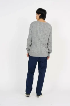 Pull droit col rond en coton | Gris