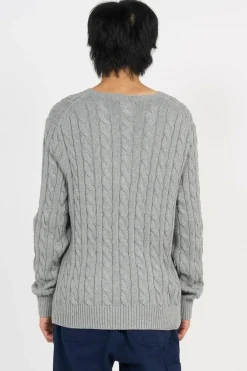 Pull droit col rond en coton | Gris