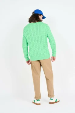 Pull en coton torsadé - Pull | Vert