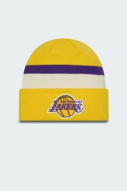 RETRO CUFF KNIT - - Bonnet à revers classique - En matière côtelée - Surpiqures sur le haut - Logo brodé cousu à l'avant | Jaune