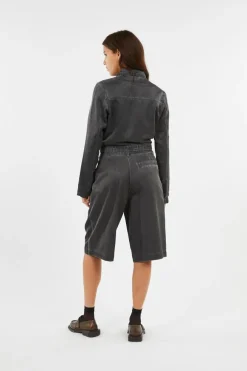 SATIN WASHED SHO - Short | Noir