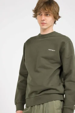 Script Embroidery Sweat - Sweatshirt | Kaki