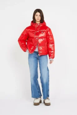 SHINY HOOD BADGE - Doudoune | Rouge