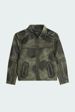 silence monogram leather jacket - Blouson | Vert