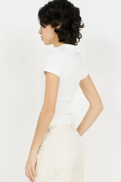 SLIM BADGE RIB - T-shirt | Blanc