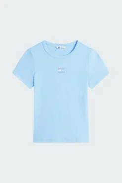 SLIM BADGE RIB - T-shirt | Bleu