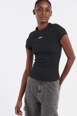 SLIM SCRIPT LABE - T-shirt | Noir