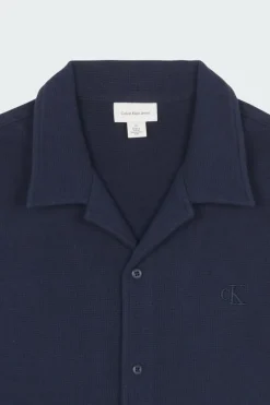 SS HD COTTON WAFFLE - Chemise | Bleu