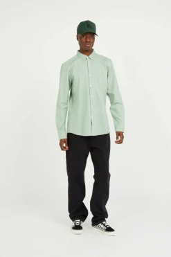 STEEN - Chemise col américain slim-fit en coton biologique | Vert