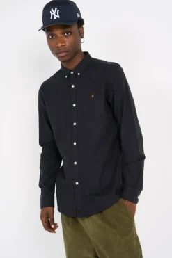 STEEN - Chemise col américain slim-fit en coton biologique | Bleu