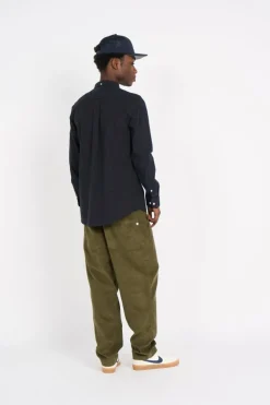 STEEN - Chemise col américain slim-fit en coton biologique | Bleu