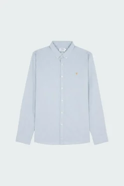 STEEN - Chemise col américain slim-fit en coton biologique | Bleu