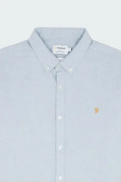 STEEN - Chemise col américain slim-fit en coton biologique | Bleu