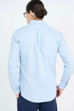 STEEN - Chemise col américain slim-fit en coton biologique | Bleu