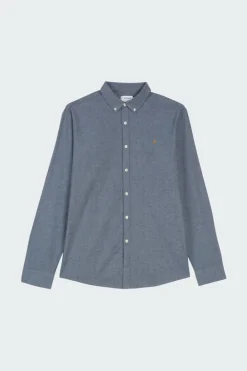 STEEN - Chemise col américain slim-fit en coton biologique | Bleu