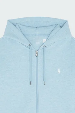 Sweat à capuche en maille double - Hoodie zippé | Bleu