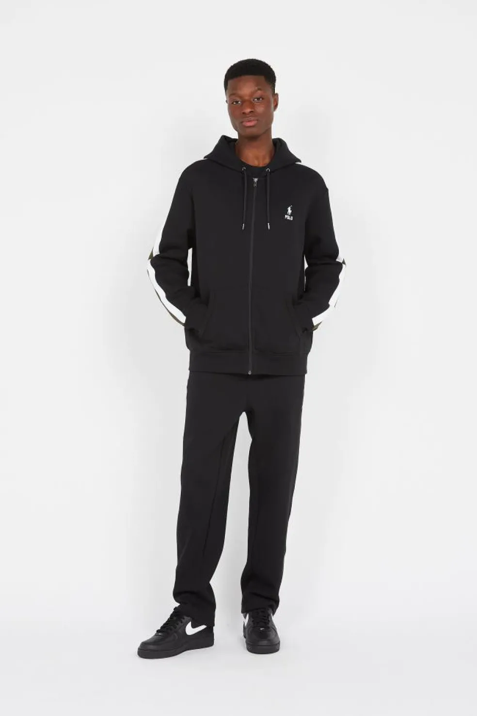 Sweat à capuche en maille double - Hoodie zippé | Noir