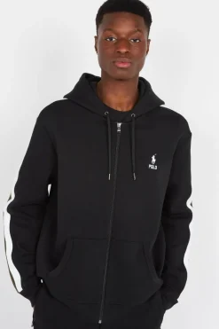 Sweat à capuche en maille double - Hoodie zippé | Noir