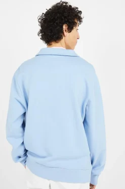 Sweat demi-zippé en coton bouclé - Sweartshirt | Bleu