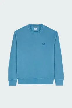 SWEATSHIRTS CREW NECK IN BRUSHED EMERIZED DIAGONAL FLEECE - Sweatshirt | Bleu