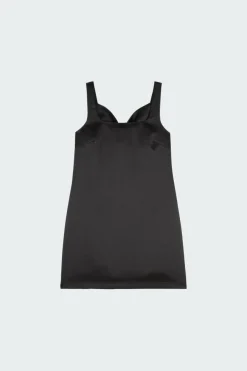 THE MINI SATIN SHIFT - Robe | Noir