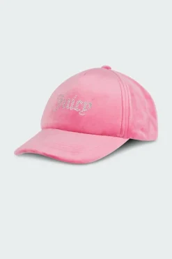 VELOUR & DIAMANTE BASEBALL CAP - Casquette | Rose