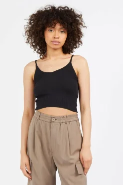 V-NECK RIB TOP - Débardeur | Noir