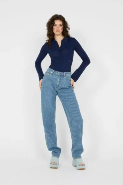 ZIP KNIT POLO LS - Polo | Bleu